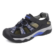 Summer Men Leather Hiking Sandals Black Outside Slippers Fashion Outdoor Beach S - £57.87 GBP