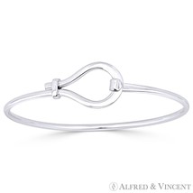 Freeform Loop Charm Wristband Cuff Bangle Bracelet in Solid .925 Sterling Silver - £41.10 GBP