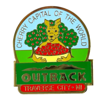Outback Steakhouse Traverse City MI Cherry Capital of World Enamel Pin Kangaroo - £15.01 GBP