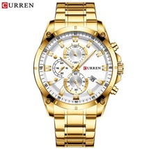 CURREN Mens Casual Sport Watches Alloy Military Stainless Steel Wristwatch Water - $52.43
