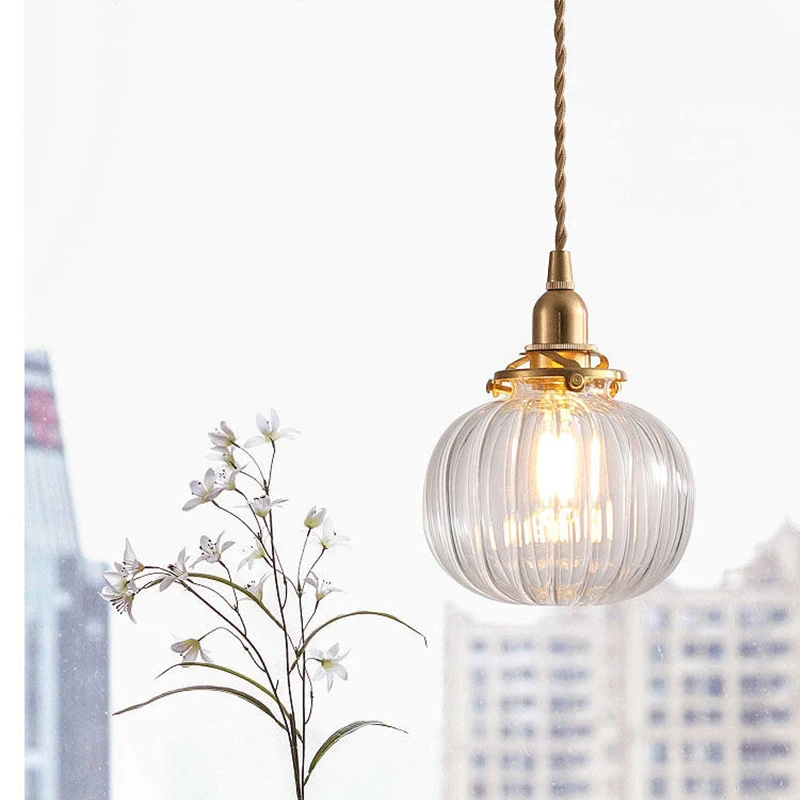 Retro LED Pendant Light Amber Glass Hanging Lighting Fixtures Living Room - $25.42