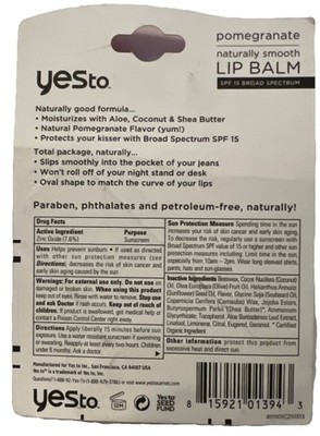 1- Yes to Pomegranate Naturally Smooth Lip Balm 0.15 oz (New/Sealed) See Photos Item image 3