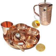 Prisha India Craft ® Traditional Indian Dinnerware Pure Copper Dinner Set of Tha - £86.19 GBP+
