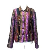 Coldwater Creek Purple Work of Art Silk Embroidered Blazer Floral Tapest... - £27.24 GBP