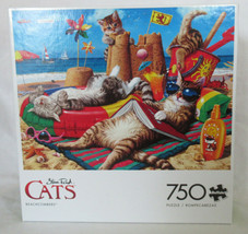 Buffalo Games 750 Piece Puzzle Cats Beachcombers Tabby Cat Family On The Beach - $36.42