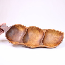 Vintage PeaPod Mid Century Acadia Wood Wooden Sectioned Bowl Serving Phi... - $12.59