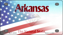 Arkansas with American Flag Novelty Mini Metal License Plate Tag - £11.97 GBP