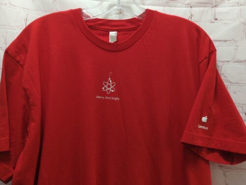 Apple Store Employee T shirt Christmas XL Merry Bright men women atom ornament