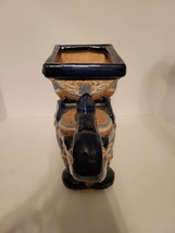 Vintage Trunk Up Majolica Elephant Ceramic Planter Plant Stand Centerpiece Vase - £47.47 GBP