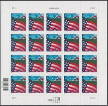 Flag Over Farm Sheet of Twenty 34 Cent Postage Stamps Scott 3449 - $12.95