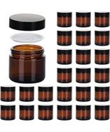 2 oz Jars with Lids 24Pcs Amber Glass Jars with Lids Containers round Gl... - £33.01 GBP