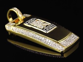 14K Yellow Gold Plated 2.50Ct Round Simulated Diamond Rolls Royce Key Pendant - £87.02 GBP