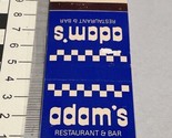 Vintage Matchbook Cover  Adams Restaurant &amp; Bar  Pensacola, FL  gmg   Un... - $12.38