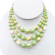 Vintage Multi-Strand Pastel Green Beaded Necklace with Faux Pearls &amp; Lucite - $28.06