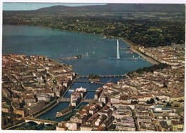 Switzerland Postcard Geneva Aerial View City &amp; de la Rade - £3.01 GBP