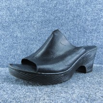Born  Women Slide Sandal Shoes Black Leather Size 9 Medium - £21.84 GBP