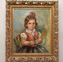 Elizabeth Van Cort Listed Artist Female Child Portrait Oil on Board in I... - $420.75