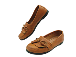 Revelations Womens Loafers Flats Camel Brown Soft Leather Fringe Tassels... - £19.91 GBP