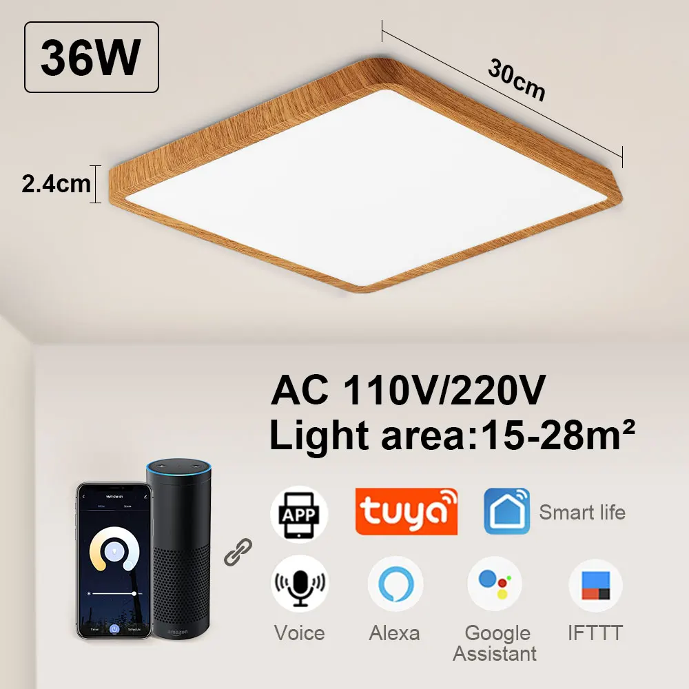  LED Ceiling Light Smart Tuya App Alexa Voice Remote Control Panel Indoor Lamp F - £142.09 GBP