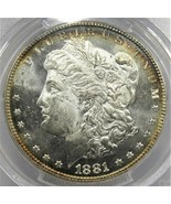 1881-P Morgan Dollar PCGS MS64 PL Cameo & Toning AD528 - £570.32 GBP