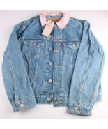 Veste En Jean Trucker Ex-Petit Ami Femme Levis Strauss Col Rose XS - $84.46 CAD