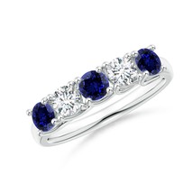 Angara Lab-Grown Half Eternity 5-Stone Sapphire &amp; Diamond Wedding Ring i... - $674.10