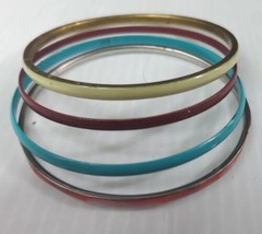 Bangle  4 Bracelet Thin Rainbow Mixed Small Dainty #2 - £3.98 GBP