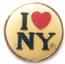 VTG I Love NY Red Heart Pin Round NYC Travel New York City Souvenir Coll... - $9.99