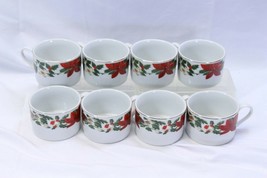 Gibson Poinsettia Holiday Christmas Cups Lot of 8  Xmas - $450.68 MXN