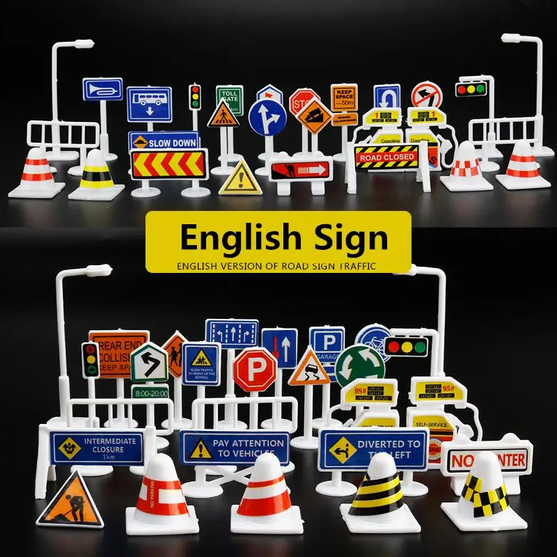 56 Pcs/Set DIY Model Scene Toy Road Sign Traffic Sign - £81.70 GBP