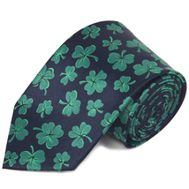 Green Black Lucky Shamrock Clover Tie - £11.94 GBP