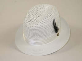 Men's BRUNO CAPELO Stingy Brim Fedora Braid Straw Hat Santa Cruz SC615 White image 3