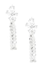 Fashion Flower Shaped Round Link Chain Fringe Tassel Drop Silver Stud Earring - £33.33 GBP