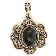 Vintage Sign Sterling Carolyn Pollack Carlisle Brass Accent Labradorite Pendant - $89.10