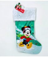 Mickey Mouse 18&quot; Full Printed Satin Christmas Stocking with Plush Cuff - €4,27 EUR