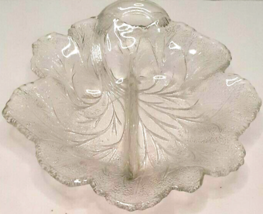 Indiana Press Glass Pebble Leaf Divided Relish Dish Clear Vintage - £7.48 GBP