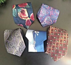 5 Neckties Lot Each Tie Has Its Own Design Mall Brand Name See Pics Used - £6.93 GBP