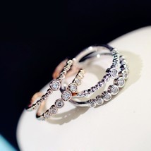 Double Layer Rose Gold Ring Women Fashion Jewelry Adjustable Rings Micro Pave Bi - £7.59 GBP