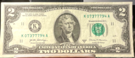 LUCKY $2  Bill-Trip 7s Serial Number K07277794 A 2017A - $18.62