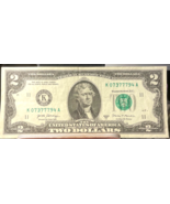 LUCKY $2  Bill-Trip 7s Serial Number K07277794 A 2017A - $341.56 MXN