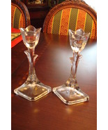 DePlomb pair of Crystal candle holders tulip shape, made in USA - €68,38 EUR
