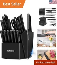 Lifetime Guaranteed 5-Piece Stainless Steel Knife Set with Elegant Black... - $60.00