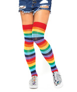 Lycra Acrylic Rainbow Thigh High OS MULTICOLOR - £20.78 GBP