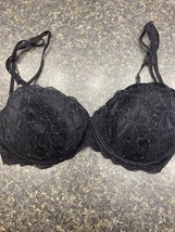 Victoria&#39;s Secret PINK Bra Women’s 34D Black Date Push Up Lace - £11.87 GBP