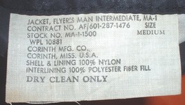USAF US Air Force MA-1 flight jacket COPY, Corinth Mfg. &quot;midnight blue&quot; Medium - £40.09 GBP