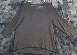 LOFT T Shirt Top Women Size Large Black Knit Modal Long Sleeve Round Neck Casual - £15.81 GBP