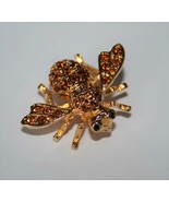 Joan Rivers Signed Vintage Amber Crystal Bee Brooch Pin J320 - £20.54 GBP