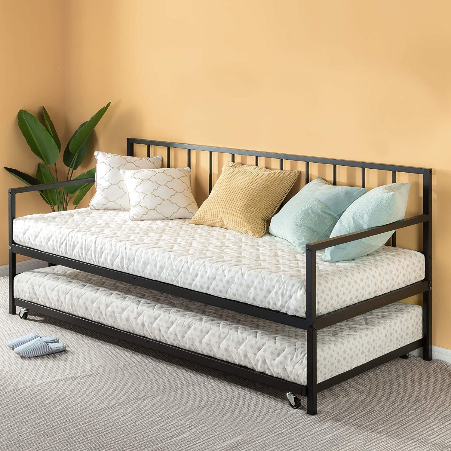 Zinus Eden Twin Daybed and Trundle Set / Premium Steel Slat Support / Daybed and - £194.28 GBP