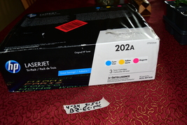 HP 202A Cyan, Magenta, Yellow Toner Cartridge Set - CF500AM SEALED OEM 5... - £156.53 GBP