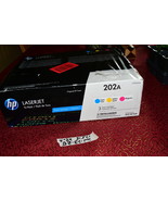 HP 202A Cyan, Magenta, Yellow Toner Cartridge Set - CF500AM SEALED OEM 5... - $217.46 CAD